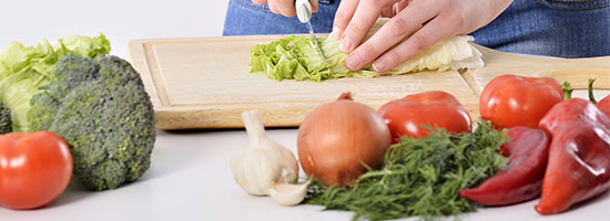 chopping vegetables