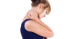 woman holding her neck in pain